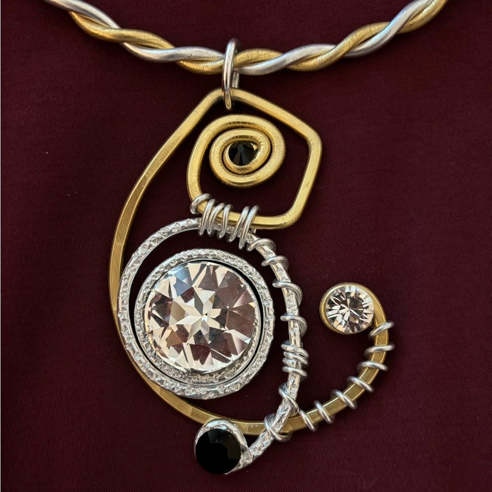 Artsy silver/gold/gemstone necklace